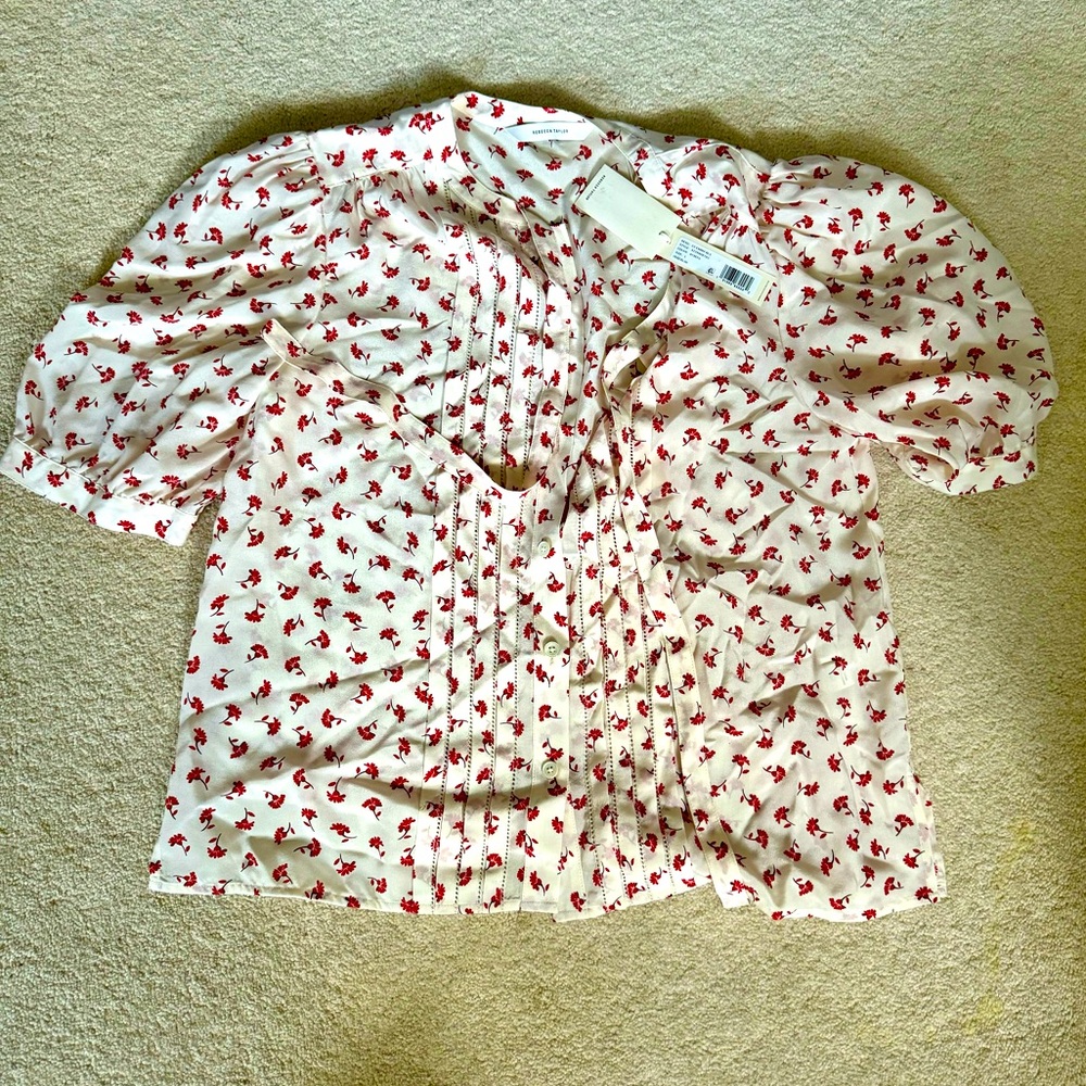 Rebecca Taylor NWT silk short sleeve blouse